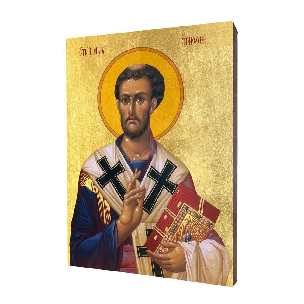 Ikona drewniana religijna ze złoceniem święty Tymoteusz