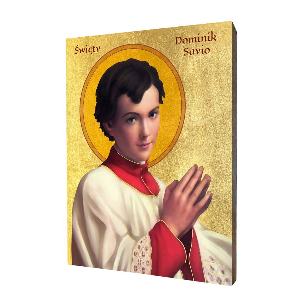 Ikona religijna drewniana święty Dominik Savio