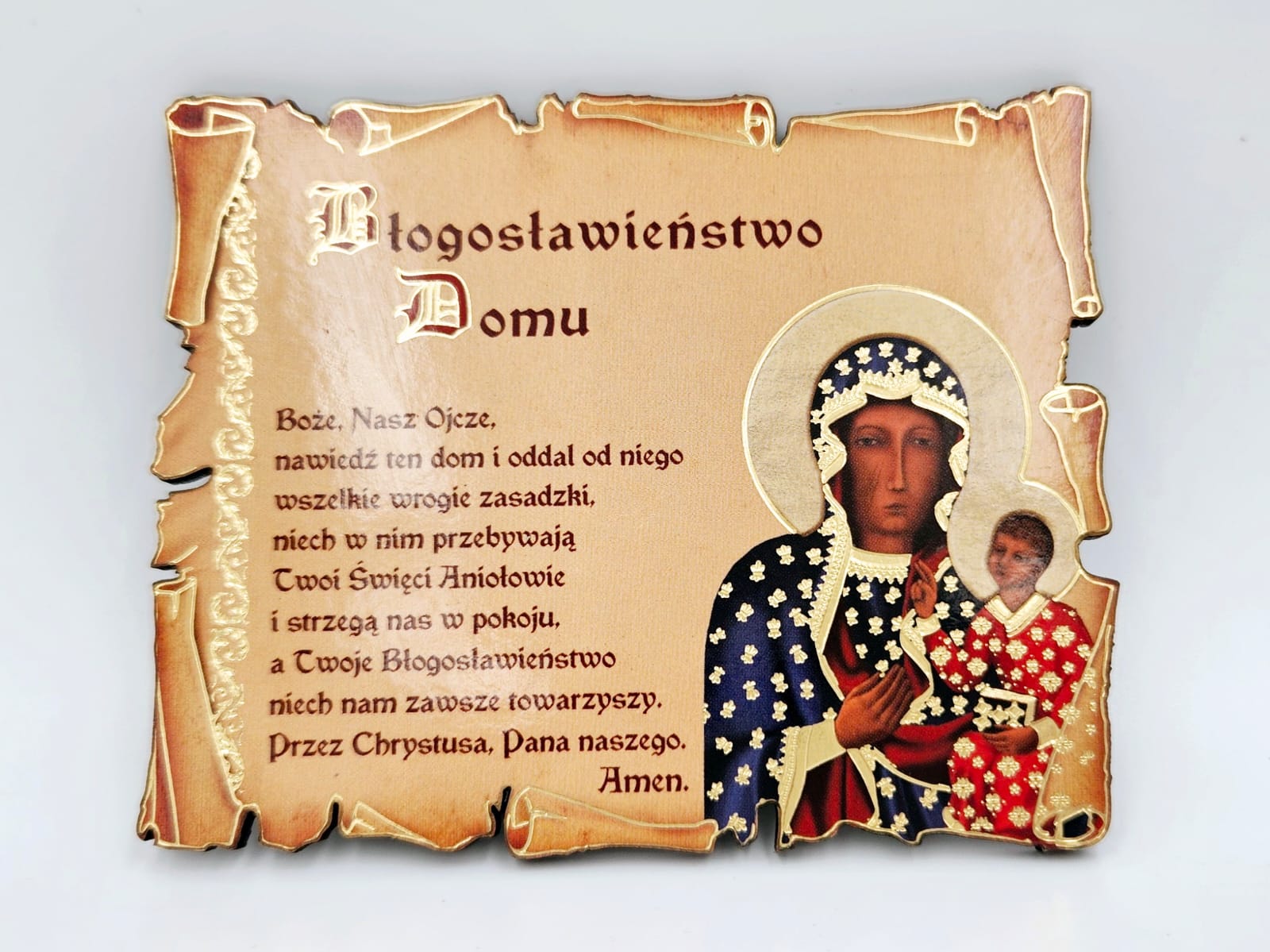 Błogosławieństwo Domu (magnes) Madonna z Dzieciątkiem 10 x 7,5 cm