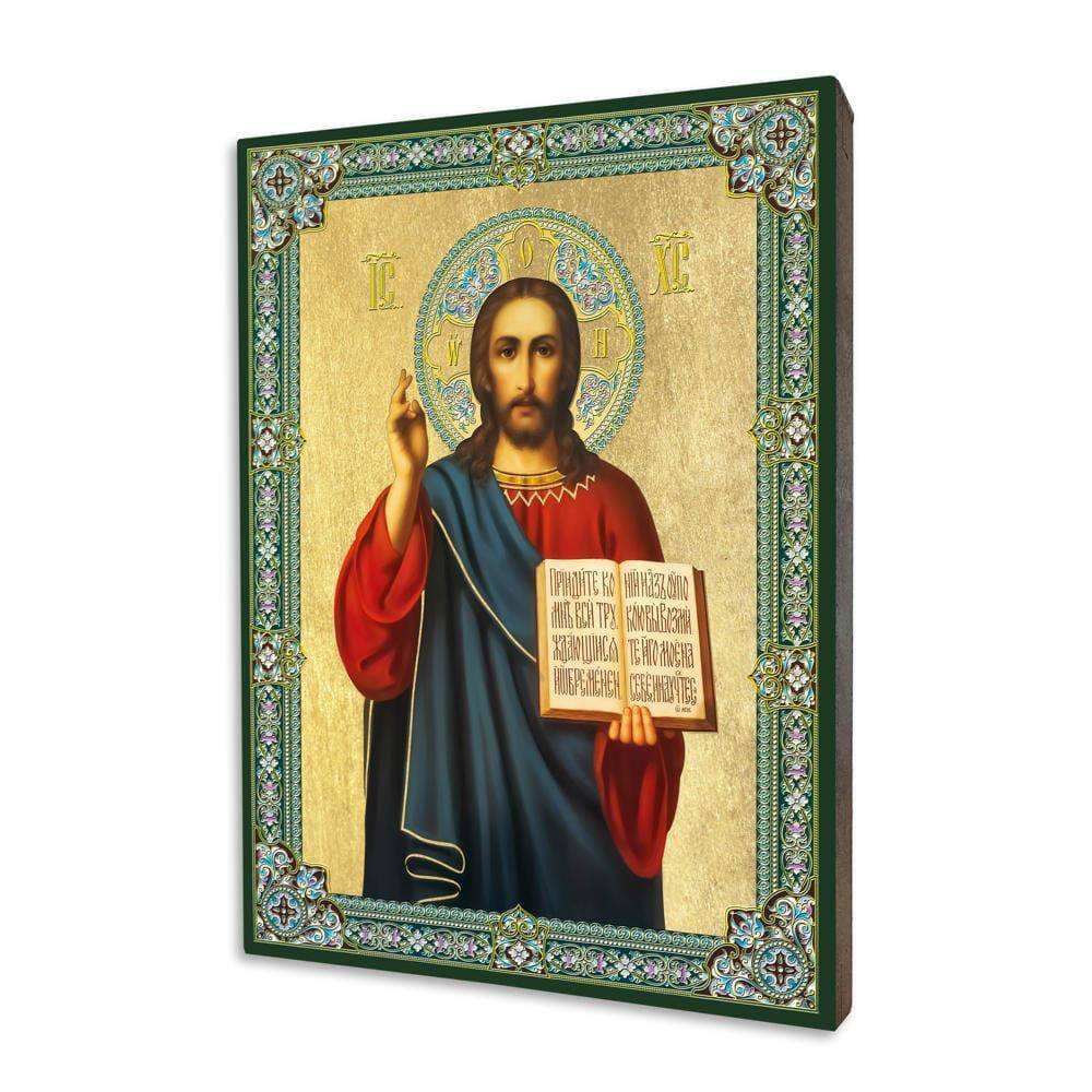 Ikona drewniana religijna ze złoceniem Chrystus Pantokrator