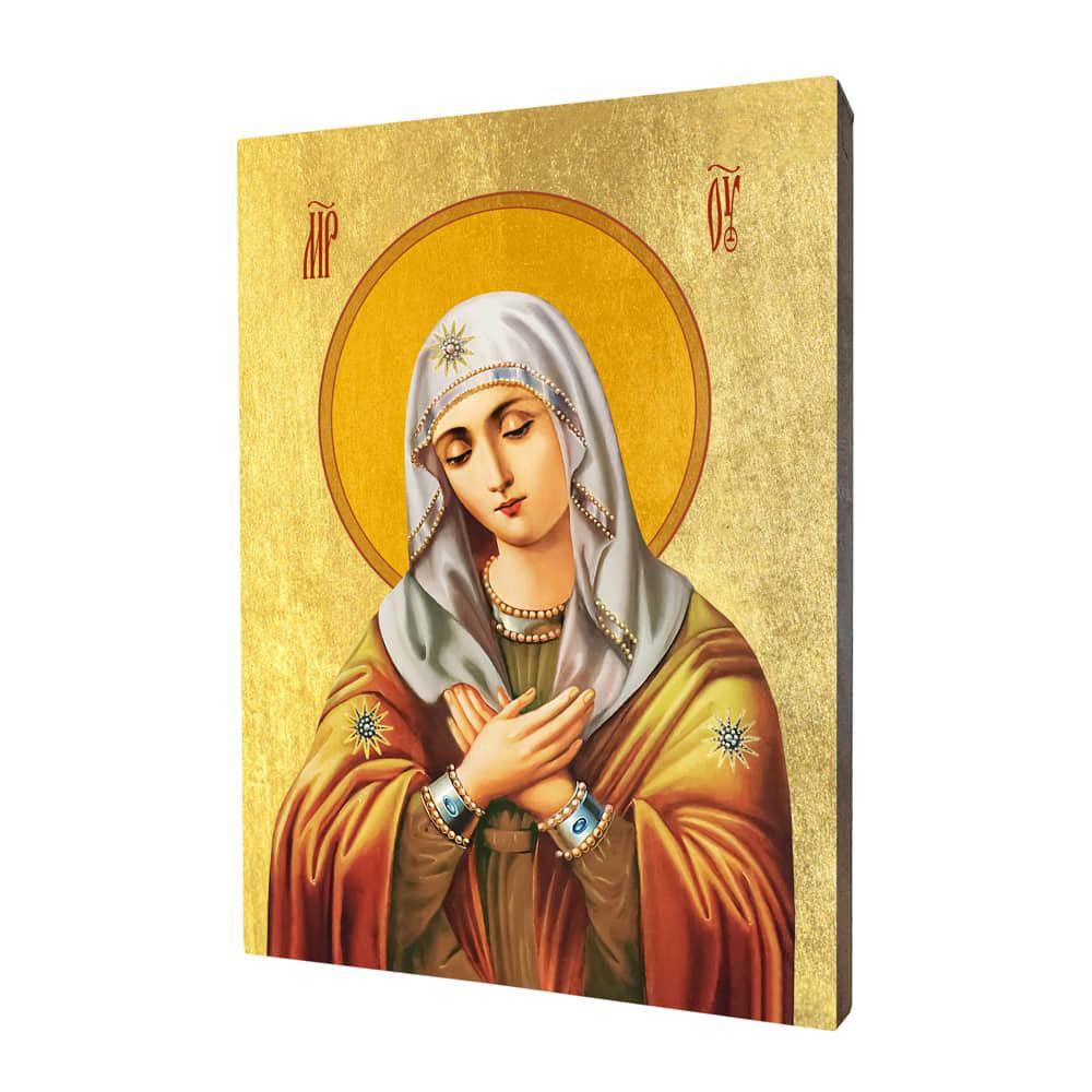 Ikona drewniana religijna ze złoceniem Matka Boża Czuła