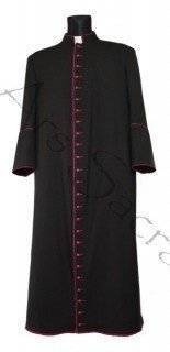 Black cassock with purple trim - in stock, shipping in 24h