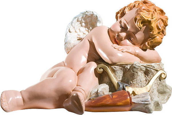 Anioł - Amorek (śpiący na pniu) - figura (40×25 cm)