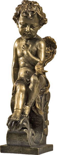 Aniołek siedzący z gołąbkiem na kolanie - figura (47 cm)