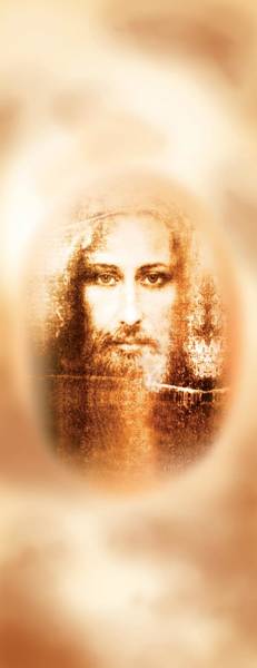 Baner Jezus Chrystus - oblicze z całunu 50x130 cm