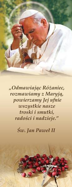 Baner na Różaniec "Odmawiając różaniec.." 50x130 cm