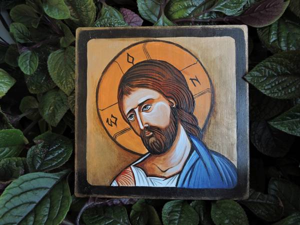 Ikona ręcznie pisana Chrystus 20 x 20 cm