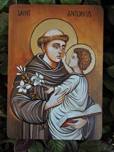 Ikona ręcznie pisana Święty Antonii 17 x 24 cm
