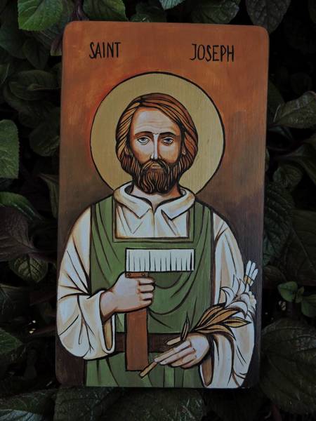Ikona ręcznie pisana Święty Józef Cieśla 14 x 24 cm
