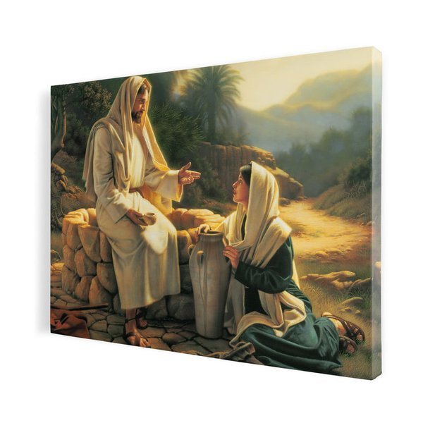 Jezus i Samarytanka-woda życia, obraz na płótnie canvas