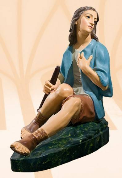 Pastuszek z fletem siedzący - Figura do szopki (71 cm)