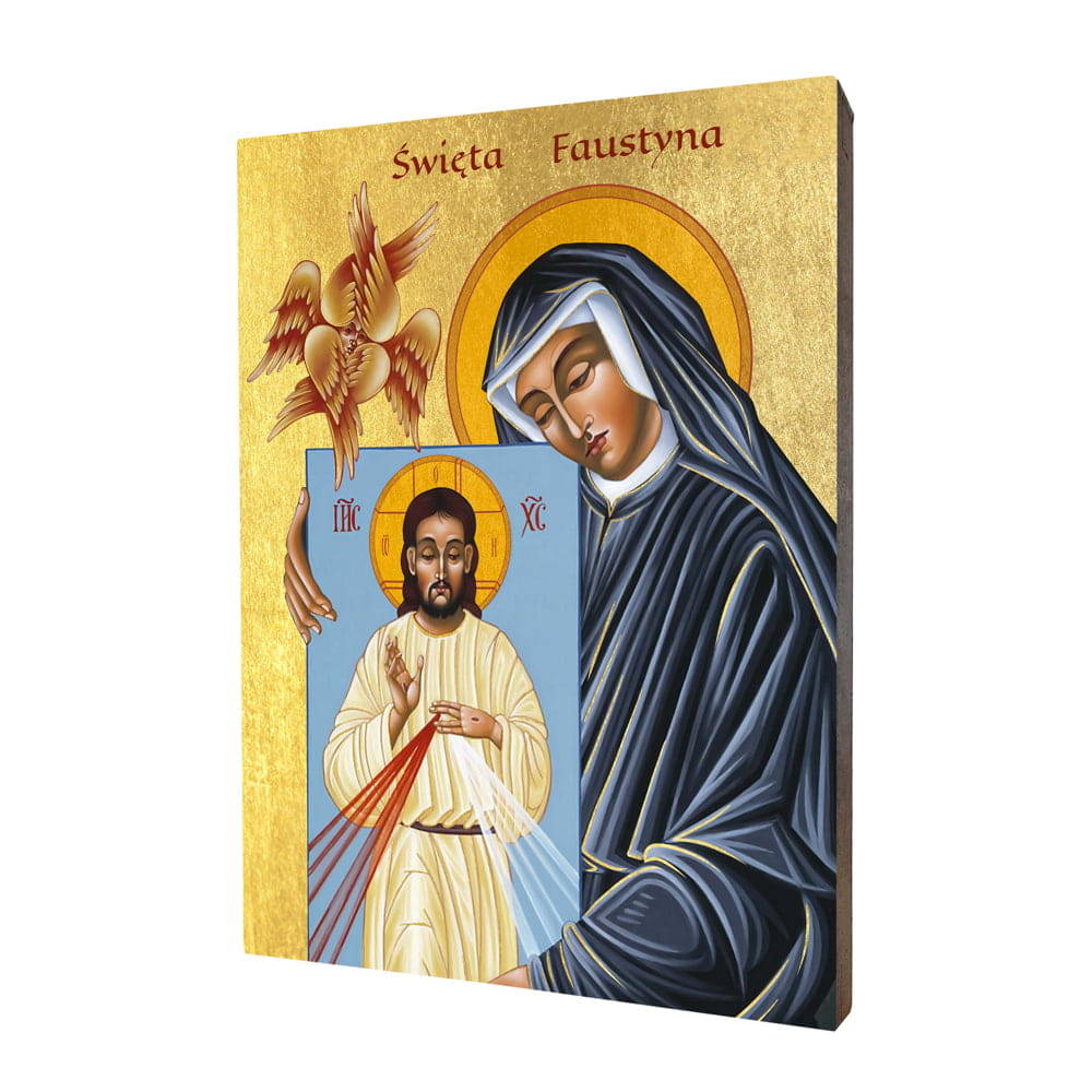 Ikona religijna drewniana święta Faustyna Kowalska