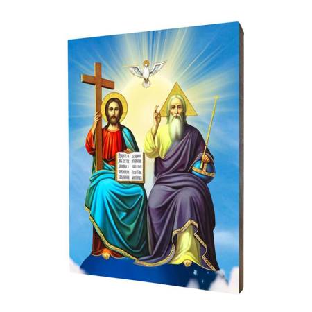 Ikona drewniana religijna ze złoceniem Trójca Święta