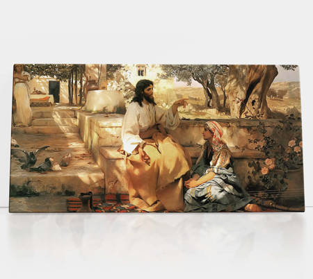 Jezus i Samarytanka, obraz religijny  na płótnie
