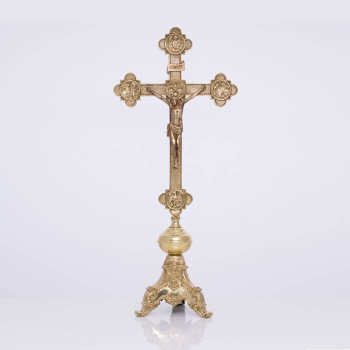 Krzyż ołtarzowy mosiężny wys. 67cm