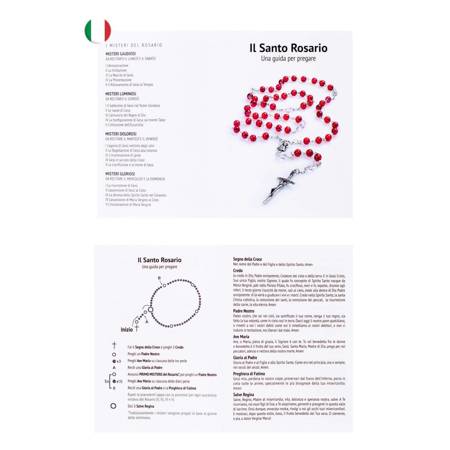 Różaniec Święty - szkło - 6 mm - instrukcja modlitwy w 4 językach (PL, ENG, IT, ESP)