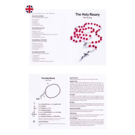 Różaniec Święty - szkło - 6 mm - instrukcja modlitwy w 4 językach (PL, ENG, IT, ESP)