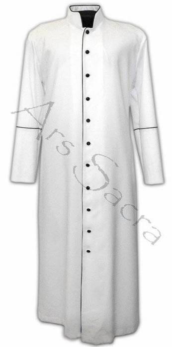White cassock with black piping - in stock, shipping in 24h