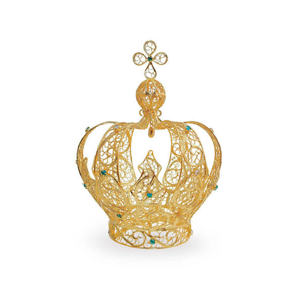 Korona do figury Matki Bożej Fatimskiej metalowa, pozłacana średnica 10cm