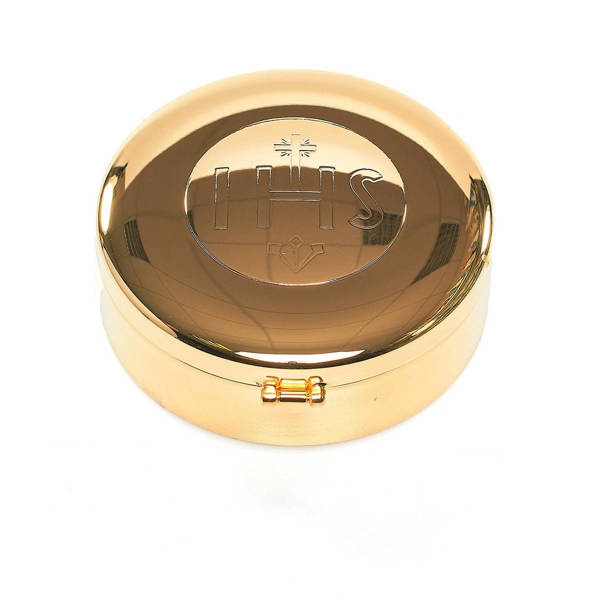 Cyborium z IHS, z zawiasem, pozłacane średnica 9cm