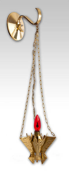 Lampka wieczna złocona wisząca na łańcuszkach