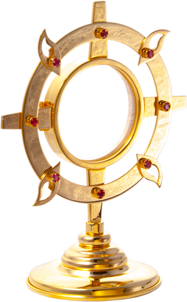 Monstrancja zdobiona rubinami o wysokości 20 cm