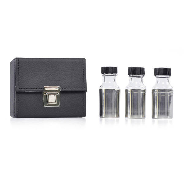 Butelki na oleje święte w etui, szklane w metalowej osłonie 3x30ml