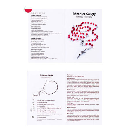 Różaniec Święty - szkło - 6 mm - instrukcja modlitwy w 4 językach (PL, ENG, IT, ESP)