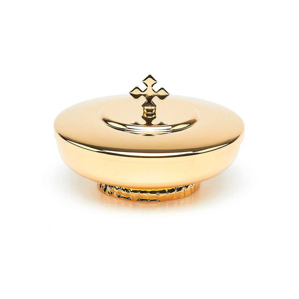 Puszka na komunikanty na nodusie, pozłacana