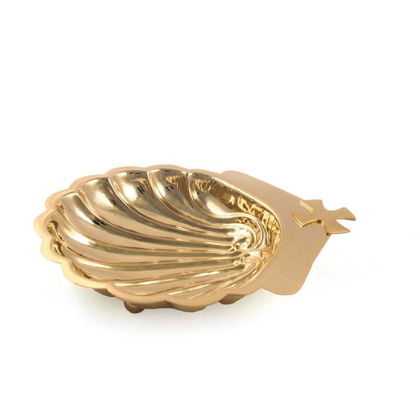 Muszla chrzcielna, duża, pozłacana