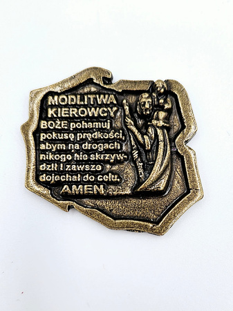 Przypinka Modlitwa Kierowcy w Kształcie Polski 4,5 cm z metalu