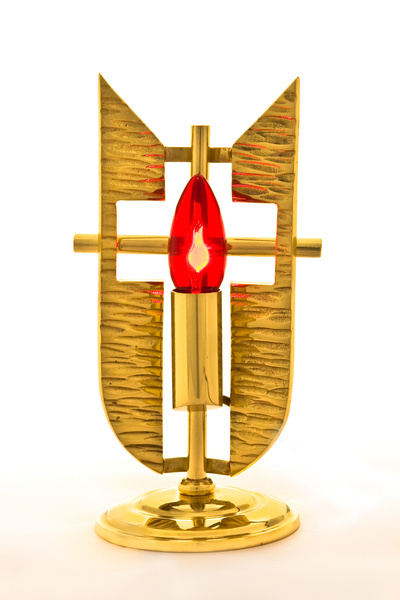 Lampka wieczna złocona stojąca o wysokości 30 cm