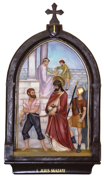 Droga krzyżowa w ramie 14 stacji (90 cm x 51 cm)