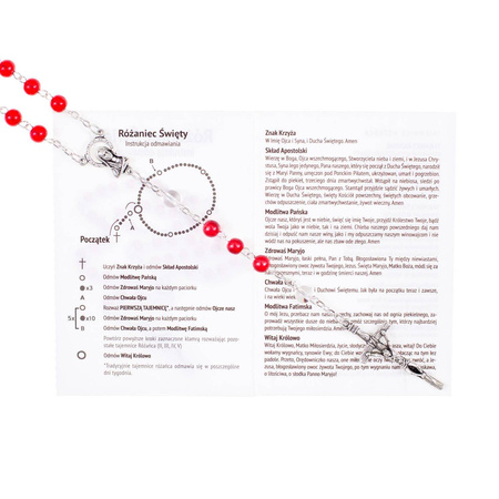 Różaniec Święty - szkło - 6 mm - instrukcja modlitwy w 4 językach (PL, ENG, IT, ESP)