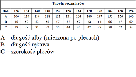 Alba liturgiczna ze stójką i zamkiem z przodu 