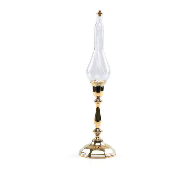 Lampa oliwna z ośmiokątną podstawą