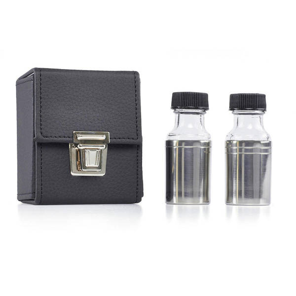 Butelki na oleje święte w etui, szklane w metalowej osłonie 2x30ml