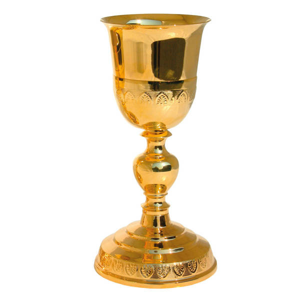 Kielich "tulipan", pozłacany z ozdobnym wytłoczeniem 21cm