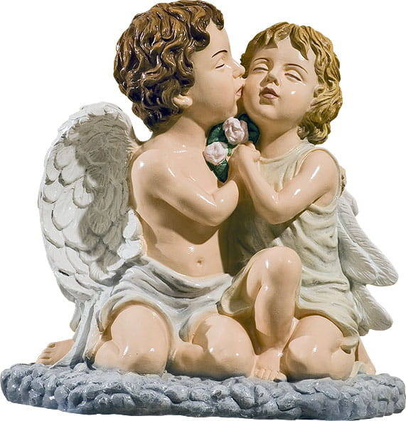 Aniołek z dziewczynką - figura (31 cm)