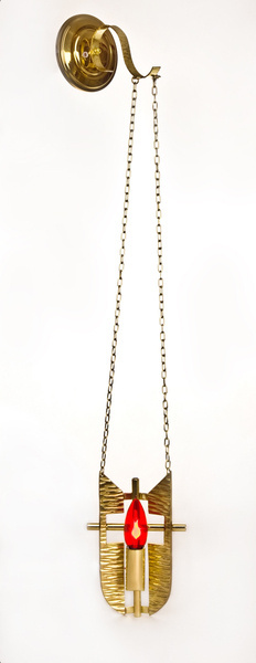 Lampka wieczna złocona wisząca na łańcuszkach