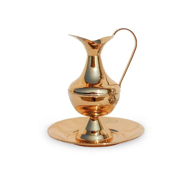 Dzbanek z misą, złocony, polerowany 19cm