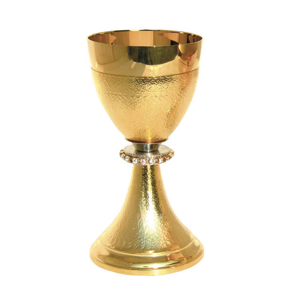 Kielich ze zdobionym buntem, pozłacany 18,5cm