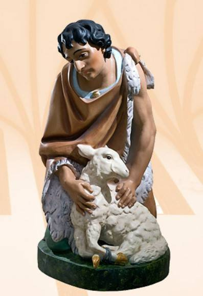Pasterz Klęczący z owcą Figura do szopki (82 cm)