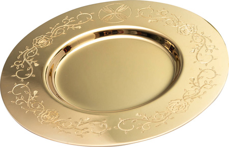 Patena kielichowa z przetłoczeniem na czasze grawerowana