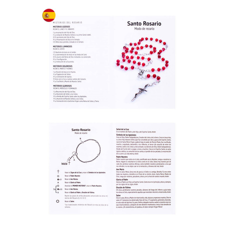 Różaniec Święty - szkło - 6 mm - instrukcja modlitwy w 4 językach (PL, ENG, IT, ESP)