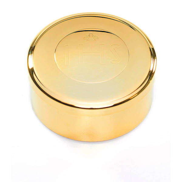 Cyborium z IHS, złocone, grawer, średnica 7,4cm