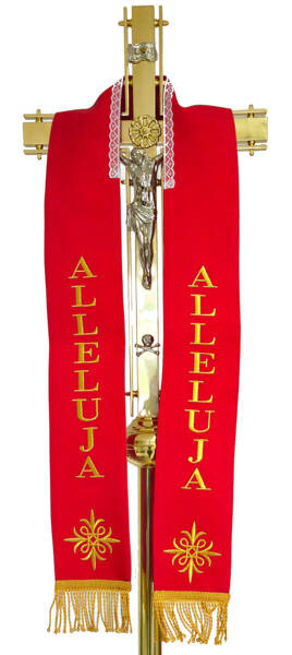 Stuła na krzyż haftowana czerwona ALLELUJA