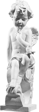 Aniołek siedzący z gołąbkiem na kolanie - figura (47 cm)