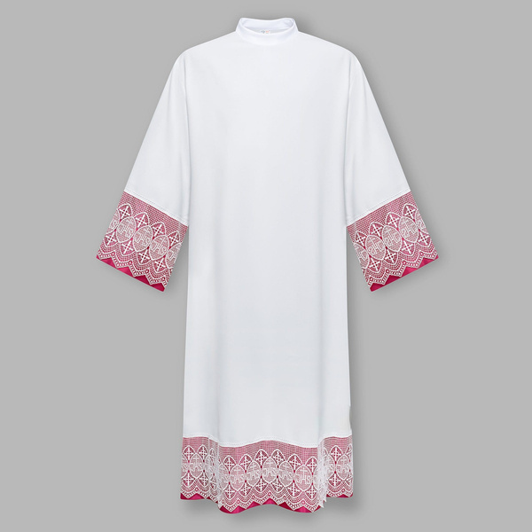 Alba z gipiurą IHS o szerokości 20 cm wykończona stójką z suwakiem na ramieniu