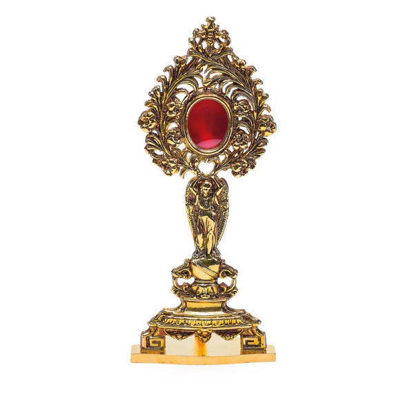 Relikwiarz z brązu, pozłacany